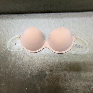 Strapless, Backless Bra w/Soft Foam Cups & Adhesive Side Wings, Beige, Size B